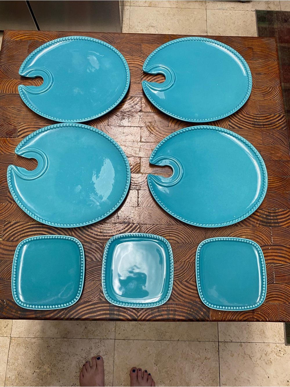 Princess House Pavillion Del Mar Aqua Party Snack & Appetizer Plates Set of 7